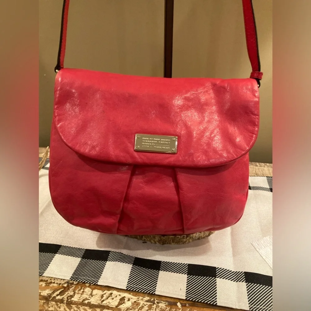 Marc Jacobs Leather MARChive‎ Crossbody Front Flap Bag $398 Shoulder Purse Pink
